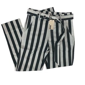 NWT UNIQ Black and white striped dress pants size S